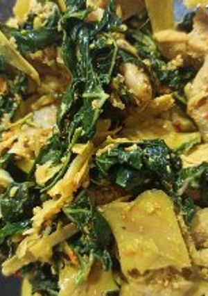 Foto resep Ayam daun singkong masak kecombrang