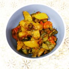 A picture of Potato Eggplant Dry or Baingan Aloo Sookha.