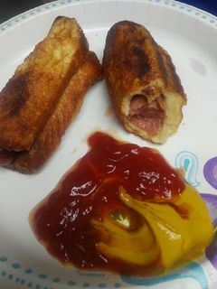 A picture of Shallow Fried Breaded Hotdog.