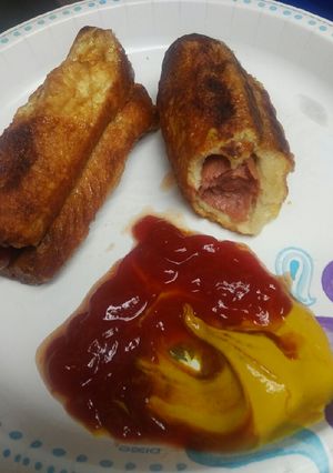 A picture of Shallow Fried Breaded Hotdog.