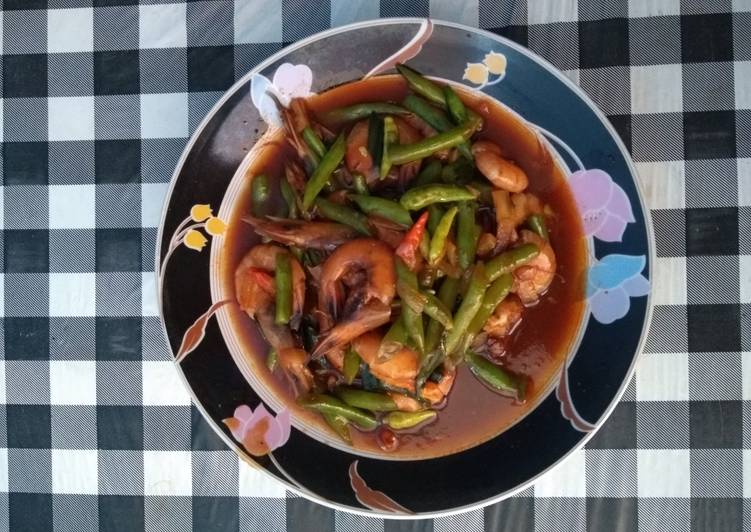 Asam manis udang buncis