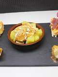 Patatas, jamón, Boloñesa y pasta wonton