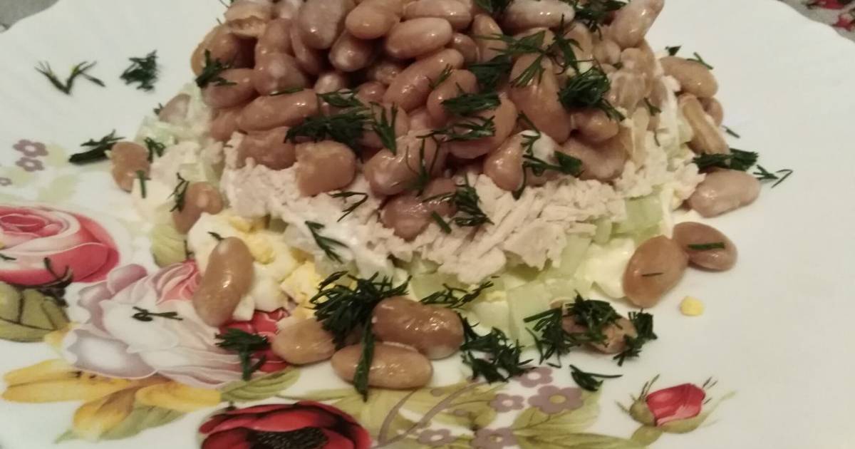 Салат курица белая фасоль. Салат курица белая фасоль