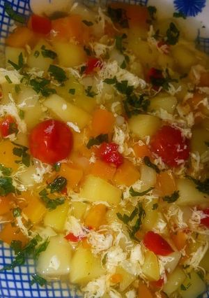 O poză a rețetei Supă de legume cu zdrențe de ou.
