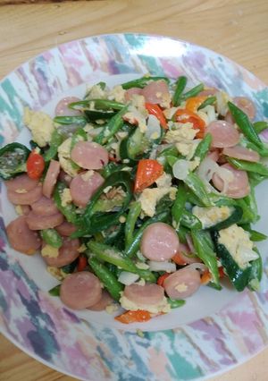 Foto resep Tumis Buncis Telor Orak Arik Sosis Pedas Manis