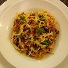 A picture of Soya mince with Spagetti#stayhome.