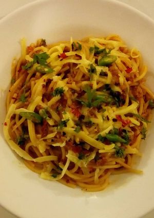 A picture of Soya mince with Spagetti#stayhome.