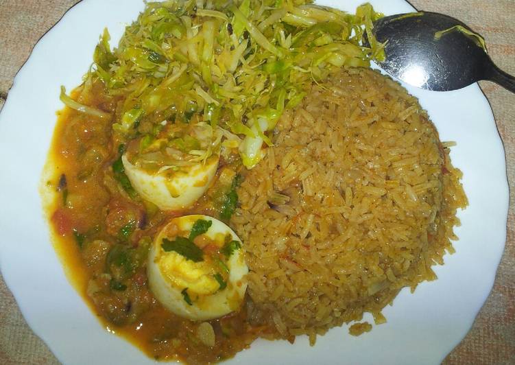 Rice and egg curry and steamed cabbage #jikoni weekly challenge