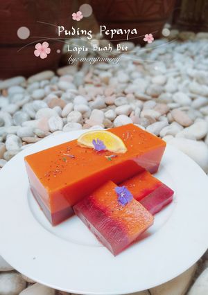 Foto resep Puding Pepaya Lapis Buah Bit