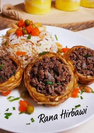 صورة لوصفة ارضي شوكي باللحم المفروم والليمون (الخرشوف او أنكينار)