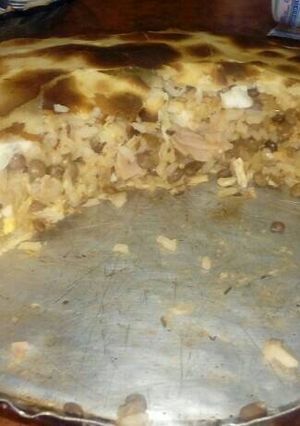 Una foto de Tarta de arroz con lentejas