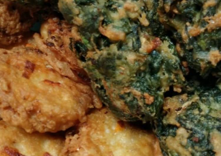 Mix perkedel tahu dan rolade dasi (daun singkong) tahu