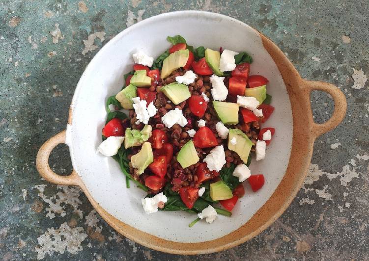 Beetroot, lentil and goats cheese salad