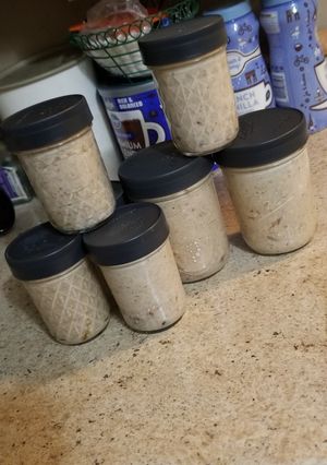 A picture of Blueberry, Pomegranate, Peanut Butter & Plum Jam Overnight Oats.