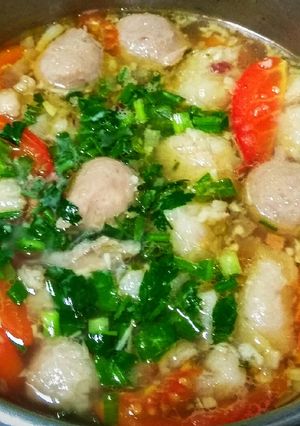 Foto resep Sop tetelan, bakso, telur puyuh