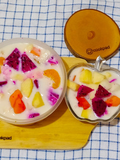 Foto resep Puding susu buah segar (cemilan sehat)