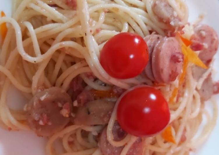 Bagaimana Menyiapkan Resep spaghetti aglio olio simple, Bikin Ngiler