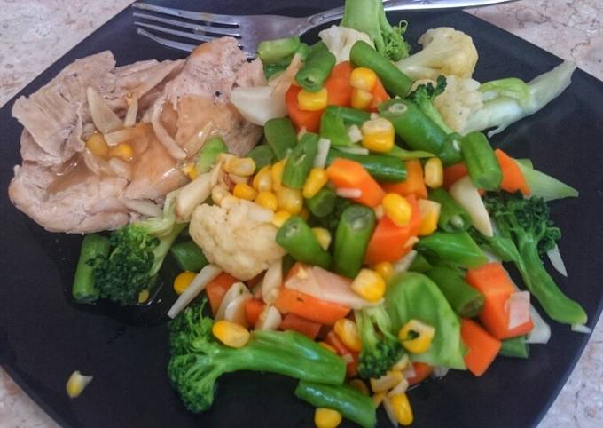 Chicken breast and mixed vegetable (menu diet)