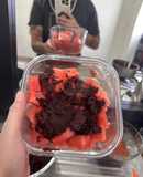 Chamoy de jamaica y arándanos con sandía