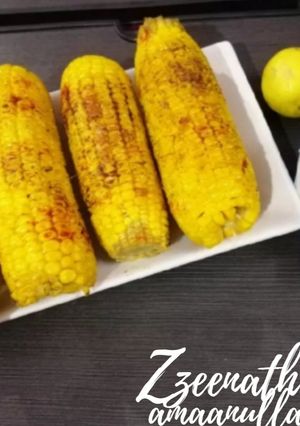 A picture of Masala Corn on the Cob with Chat Masala.