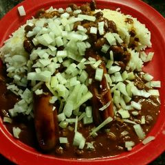 A picture of Hawaiian Chilli Dogs, super easy.