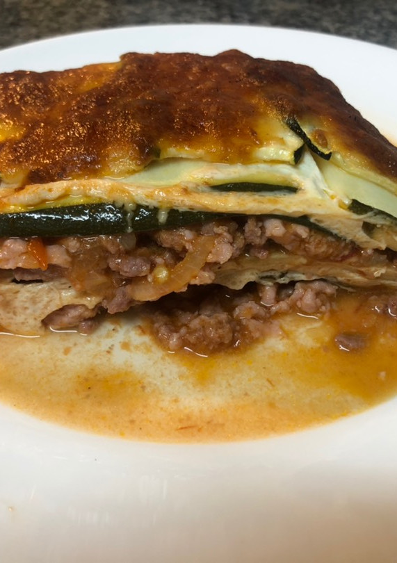 Una foto de Lasaña de verduras de carga glucemica baja, con proteínas