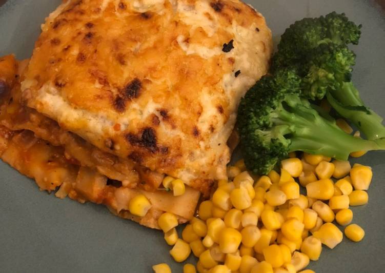 Recipe of Quick Chicken, butternut squash and bean lasagne