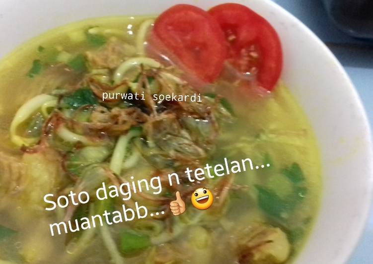 Bagaimana Menyiapkan Soto bening daging n tetelan ala aku yang Lezat Sekali