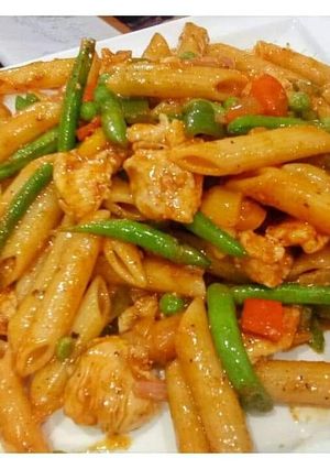A picture of Chicken chilli penne pasta.