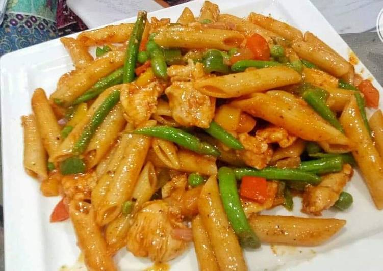 Simple Way to Make Ultimate Chicken chilli penne pasta