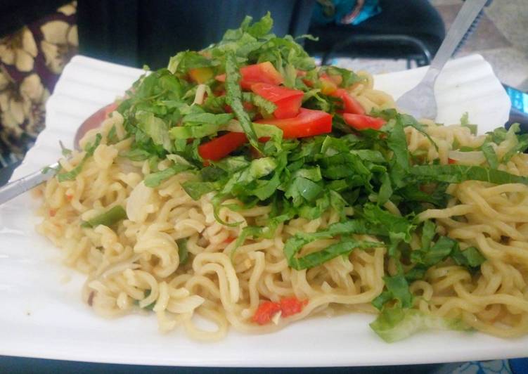 Noodles with salad