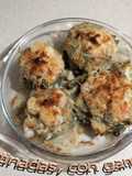 Alcachofas gratinadas con gambitas
