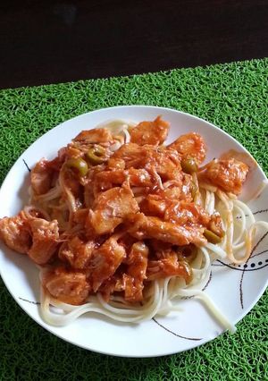 Una foto de Pasta con pollo