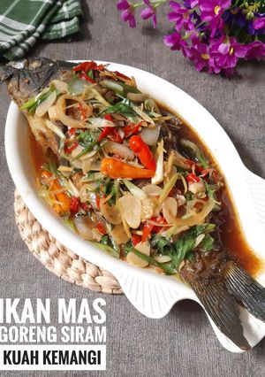 Foto resep Ikan mas goreng kuah kemangi