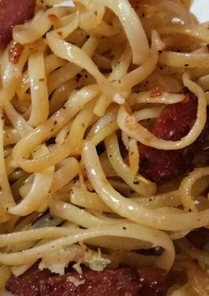Foto resep Fettucine Oglio Olio with Smoked Beef