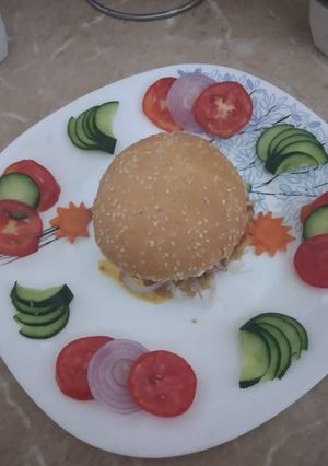 A picture of Spicy Double Cheesy Beef Burgur In 15 mints.