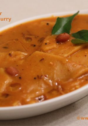 A picture of Dal Dhokli / Spicy Wheat Flour Sheets In Lentil Curry.