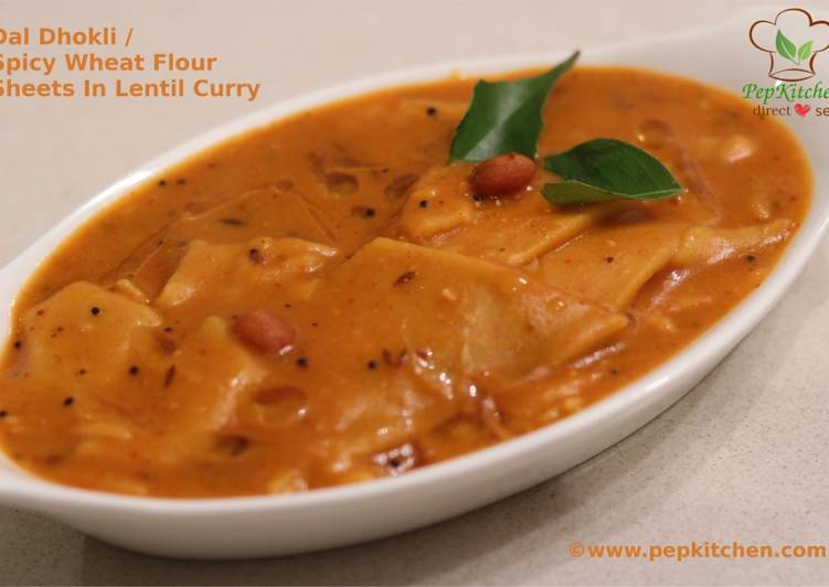 Recipe of Perfect Dal Dhokli / Spicy Wheat Flour Sheets In Lentil Curry