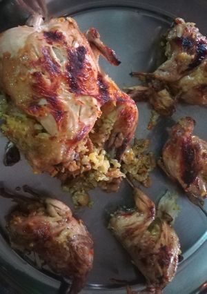 صورة لوصفة طير الفر او السمن محشي ودجاج🐓🐔 بالفريكه