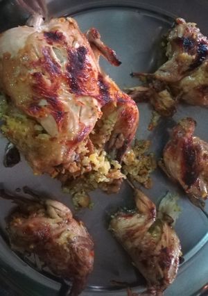 صورة لوصفة طير الفر او السمن محشي ودجاج🐓🐔 بالفريكه