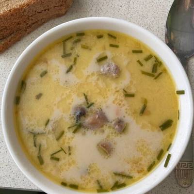 Сырный суп с грибами и фрикадельками