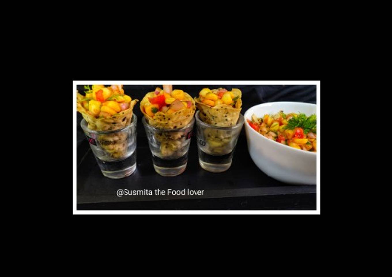 Corn chaat papad shots