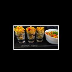 A picture of Corn chaat papad shots.