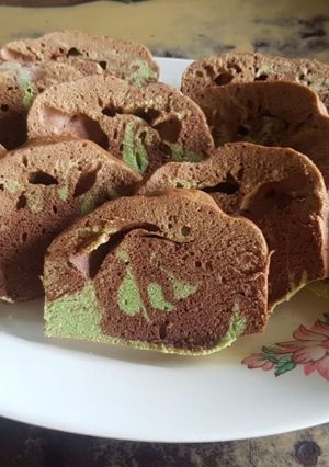Foto resep Bolu Marmer Kukus (Pandan + Coklat)