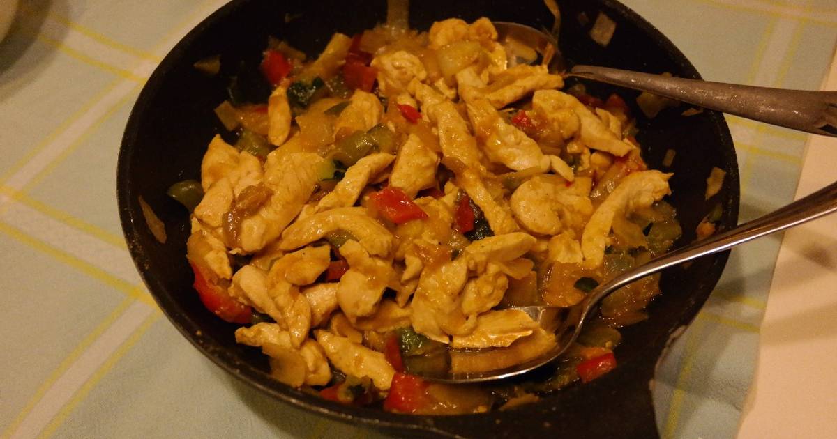 Fajitas de pollo y verduras Receta de Elena Cookpad