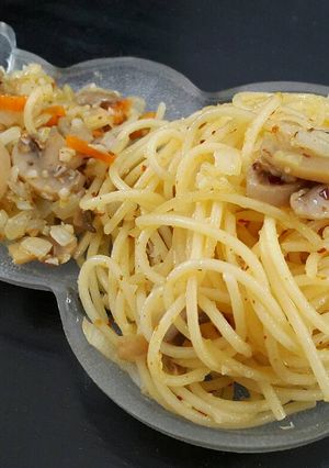 Foto resep Spicy Spaghetti Aglio é Olio with Mushroom