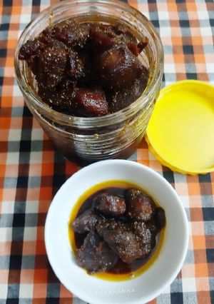A picture of Khasi ko masu ko achar / Mutton Pickle.