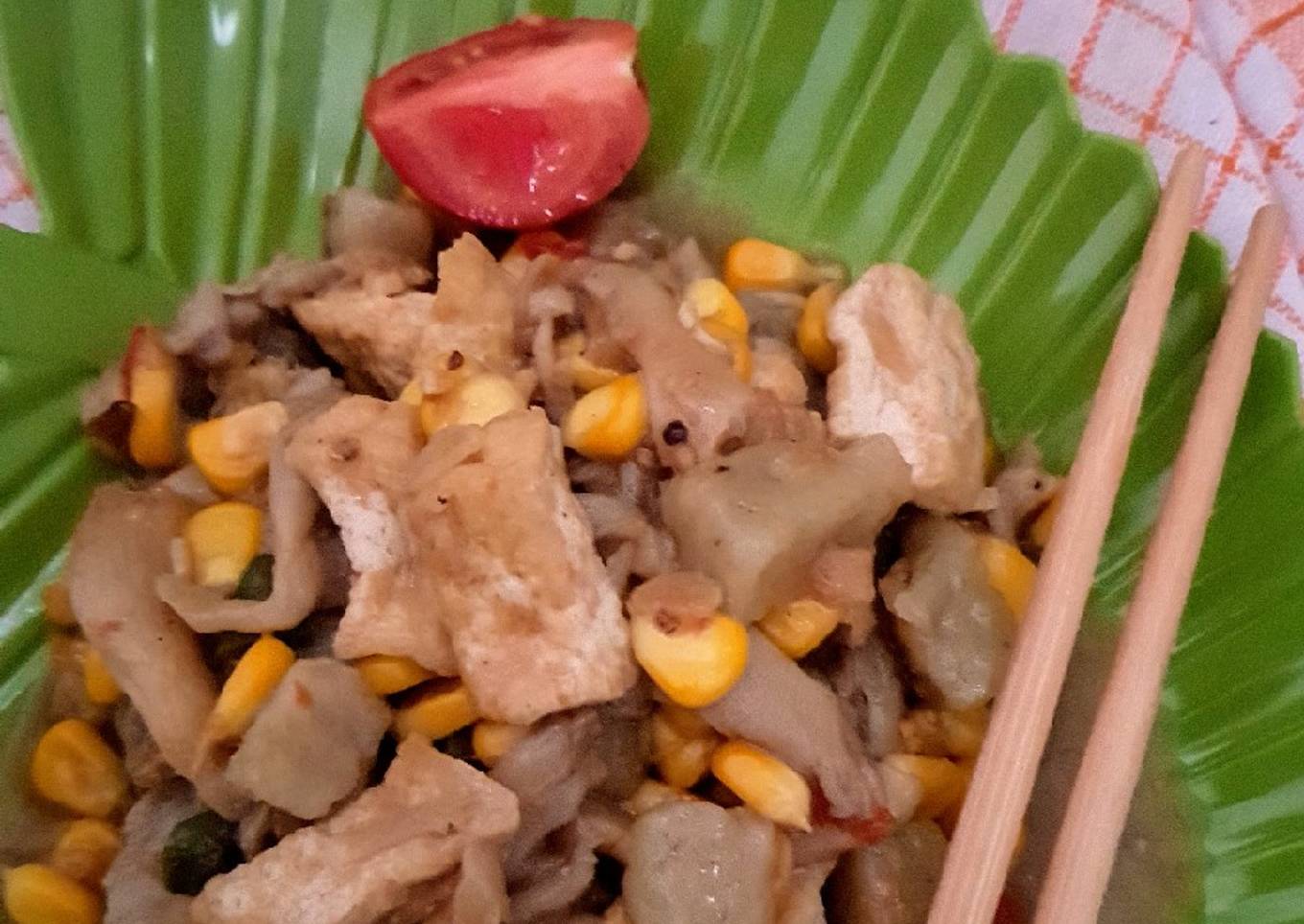 Tumis jagung jamur tahu