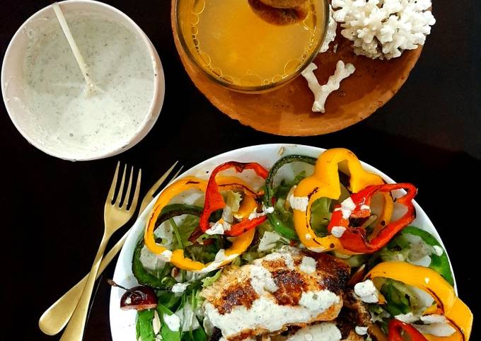 Yoghurt paprika tilapia with blue cheese dressing