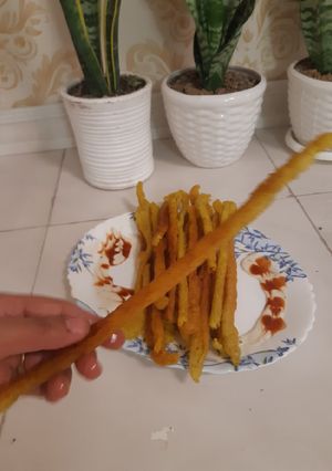 عکسی از دستور سیب زمینی رستورانی بی نهایت خوشمزه و راحت😊😊😊